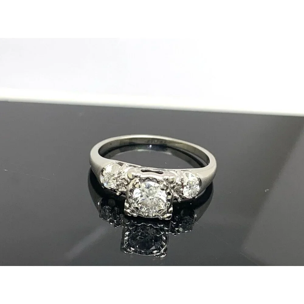 Engagement Ring Diamond 0.50ctw 14k White Gold Round Women's Jewelry Size 8